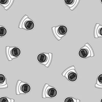 Seamless pattern privacy facial recognition camera cartoon vector Stock Illustration
