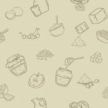 Seamless pattern with products and ingredients Stock Illustration