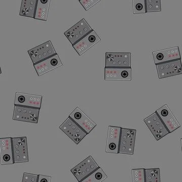 Seamless pattern professional audio mixer cartoon vector 스톡 일러스트