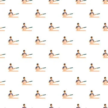 Seamless pattern of professional chef cooking in kitchen Stock Illustration