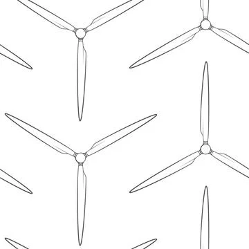 Seamless pattern with propeller, wind turbine, windmill Stock Illustration