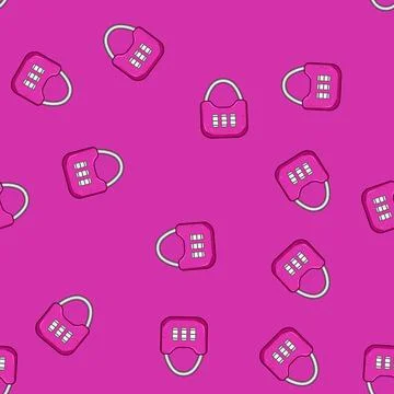 Seamless pattern protection luggage lock cartoon vector イラスト素材