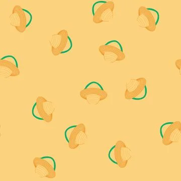 Seamless pattern protection straw hat cartoon vector Stock Illustration