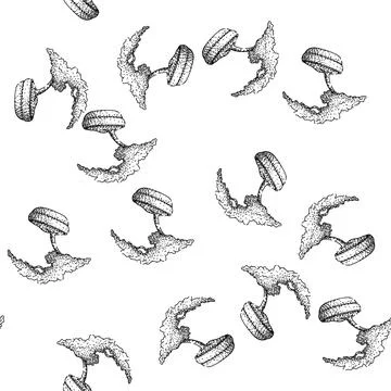 Seamless pattern pruning bonzai tree sketch hand drawn black Illustrazione stock
