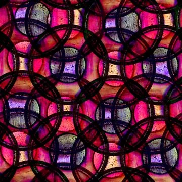 Seamless pattern. Psychedelic bright citrcle shape background. Decorative tex Illustrazione stock