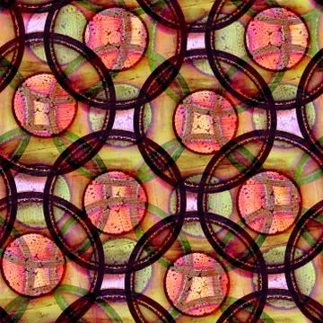 Seamless pattern. Psychedelic bright citrcle shape background. Decorative tex Stock Illustration