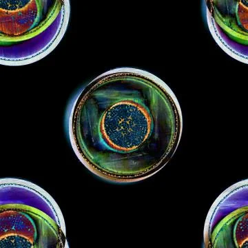 Seamless pattern. Psychedelic bright citrcle shape background. Decorative tex Stock Photos
