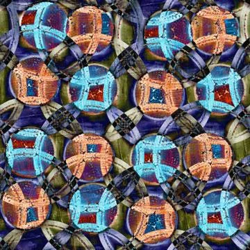 Seamless pattern. Psychedelic bright citrcle shape background. Decorative tex Stock Photos