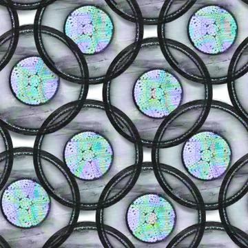 Seamless pattern. Psychedelic bright citrcle shape background. Decorative tex Foto stock