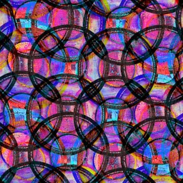 Seamless pattern. Psychedelic bright citrcle shape background. Decorative tex Foto stock