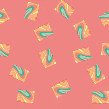 Seamless pattern psychedelic flowing abstract waves retro background design イラスト素材