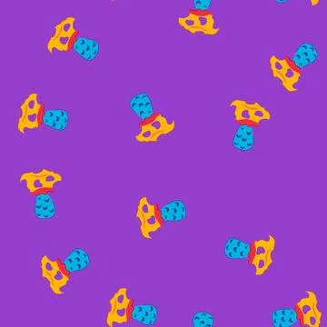 Seamless pattern psychedelic groovy mushroom with vibrant colors 스톡 일러스트