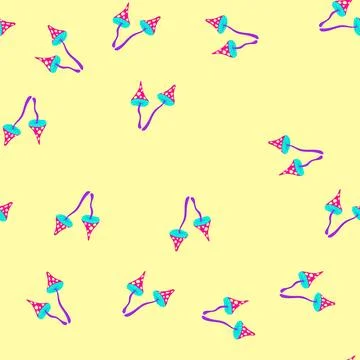 Seamless pattern psychedelic neon groovy mushrooms drawing on white backgroun 스톡 일러스트