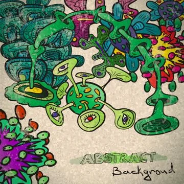 Seamless pattern of psychedelic plants in vintage style Stock Illustration