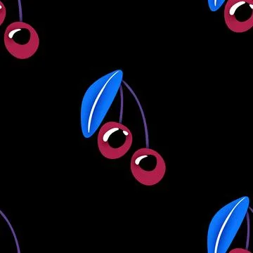 Seamless Pattern with Psyhodelical Print with Cherry Monster Vibes Illustrazione stock