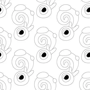 Seamless Pattern with Psyhodelical Print with Monster Eyes Stock Illustration