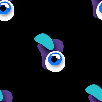 Seamless Pattern with Psyhodelical Print with Monster Eyes Stock Illustration