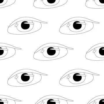 Seamless Pattern with Psyhodelical Print with Surreal Eye Stock Illustration