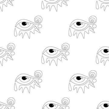 Seamless Pattern with Psyhodelical Print with Surreal Eye Stock Illustration