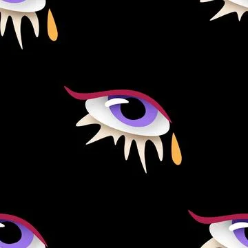 Seamless Pattern with Psyhodelical Print with Surreal Eye Stock Illustration