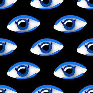 Seamless Pattern with Psyhodelical Print with Surreal Eye Illustrazione stock