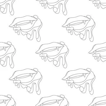 Seamless Pattern with Psyhodelical Print with Vampire Vibes Stock Illustration