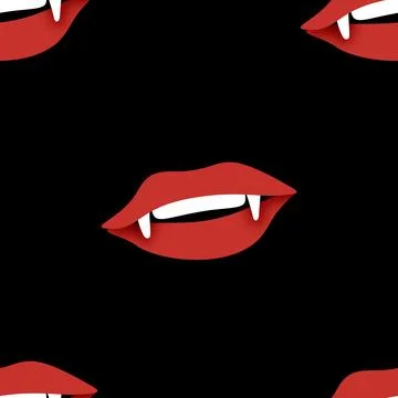 Seamless Pattern with Psyhodelical Print with Vampire Vibes Stock Illustration