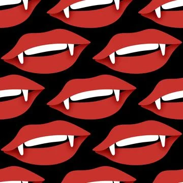 Seamless Pattern with Psyhodelical Print with Vampire Vibes Stock Illustration