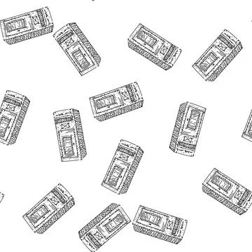 Seamless pattern Public mailbox drawing representing mail communication syste Illustrazione stock