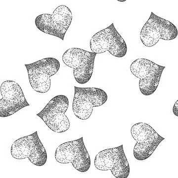 Seamless pattern pulse heart sketch hand drawn Stock Illustration