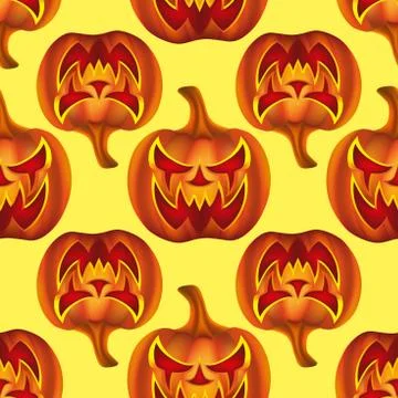 Seamless pattern with pumkins on background for halloween Stock Illustration