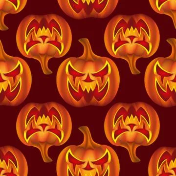 Seamless pattern with pumkins on background for halloween Stock Illustration