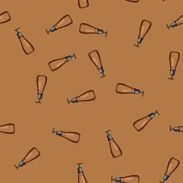 Seamless pattern Pump dispenser bottle containing liquid product Stock Illustration