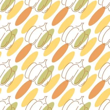 Seamless pattern of the pumpkin . The autumn theme. Vector background for fab Stock Illustration
