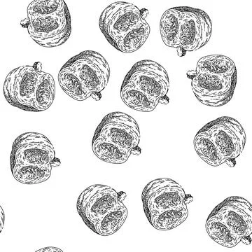 Seamless pattern pumpkin cut sketch hand drawn Stockillustratie