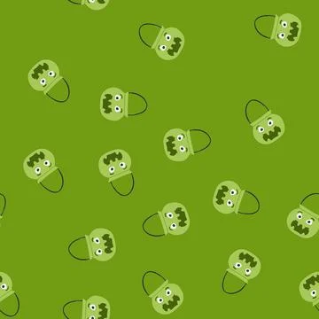 Seamless pattern pumpkin halloween bucket cartoon vector Illustrazione stock