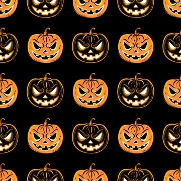 Seamless pattern with a pumpkin. Halloween Party design template. Vector. Illustrazione stock
