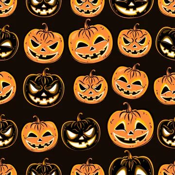 Seamless pattern with a pumpkin. Halloween Party design template. Vector. Stock Illustration