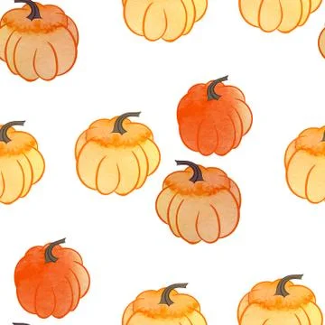 Seamless pattern with pumpkin pies and pumpkins Stock Illustration