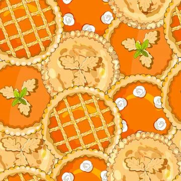 Seamless pattern with pumpkin pies. The theme of autumn, harvest and thanksgi Stock-Illustration