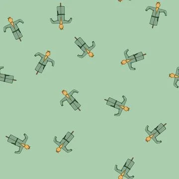 Seamless pattern pumpkin scarecrow cartoon vector Illustrazione stock