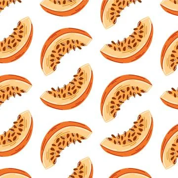 Seamless pattern with pumpkin slice in flat style. Cute fall background design Stock Illustration