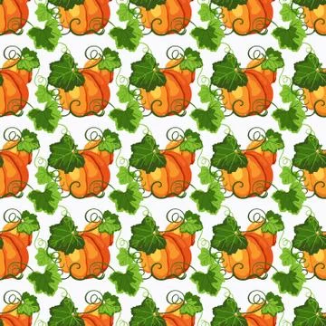 Seamless pattern with pumpkin on the white background Stock Illustration