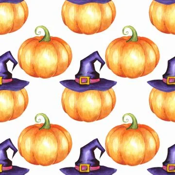 Seamless pattern with pumpkins 1 Stock Illustration