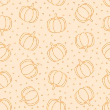 Seamless pattern with pumpkins and hearts Stock Illustration