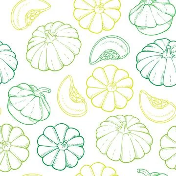 Seamless pattern with pumpkins and squash. Illustrazione stock