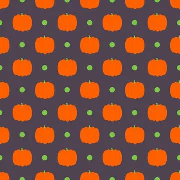 Seamless pattern with pumpkins. Halloween background. Vector illustration.	 Stock Illustration