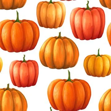 Seamless pattern of pumpkins. For halloween or thanksgiving design. Stock Illustration