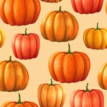 Seamless pattern of pumpkins. For halloween or thanksgiving design. Illustrazione stock