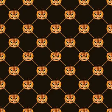 Seamless pattern with a pumpkins. Halloween Party design template. Vector. Stock Illustration